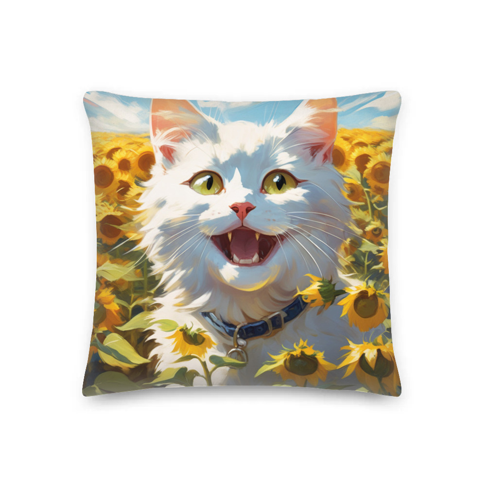 PugMug Custom White Companion Cat Premium Pillow