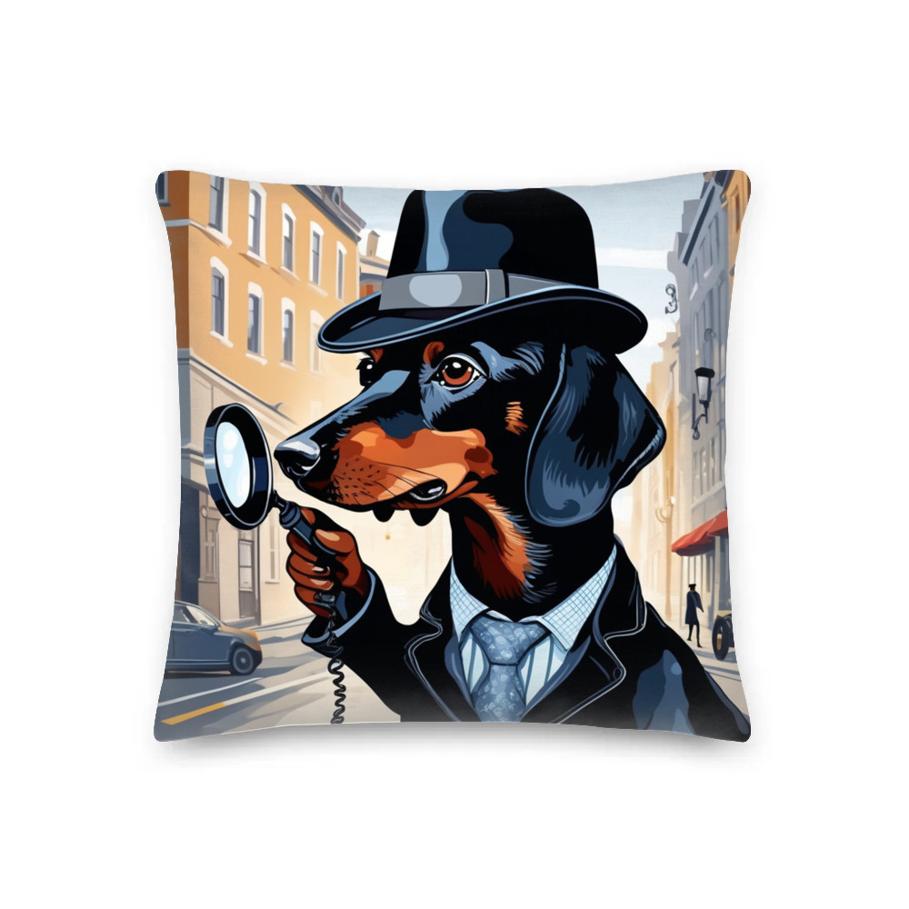 PugMug Custom Black Dachshund Premium Pillow