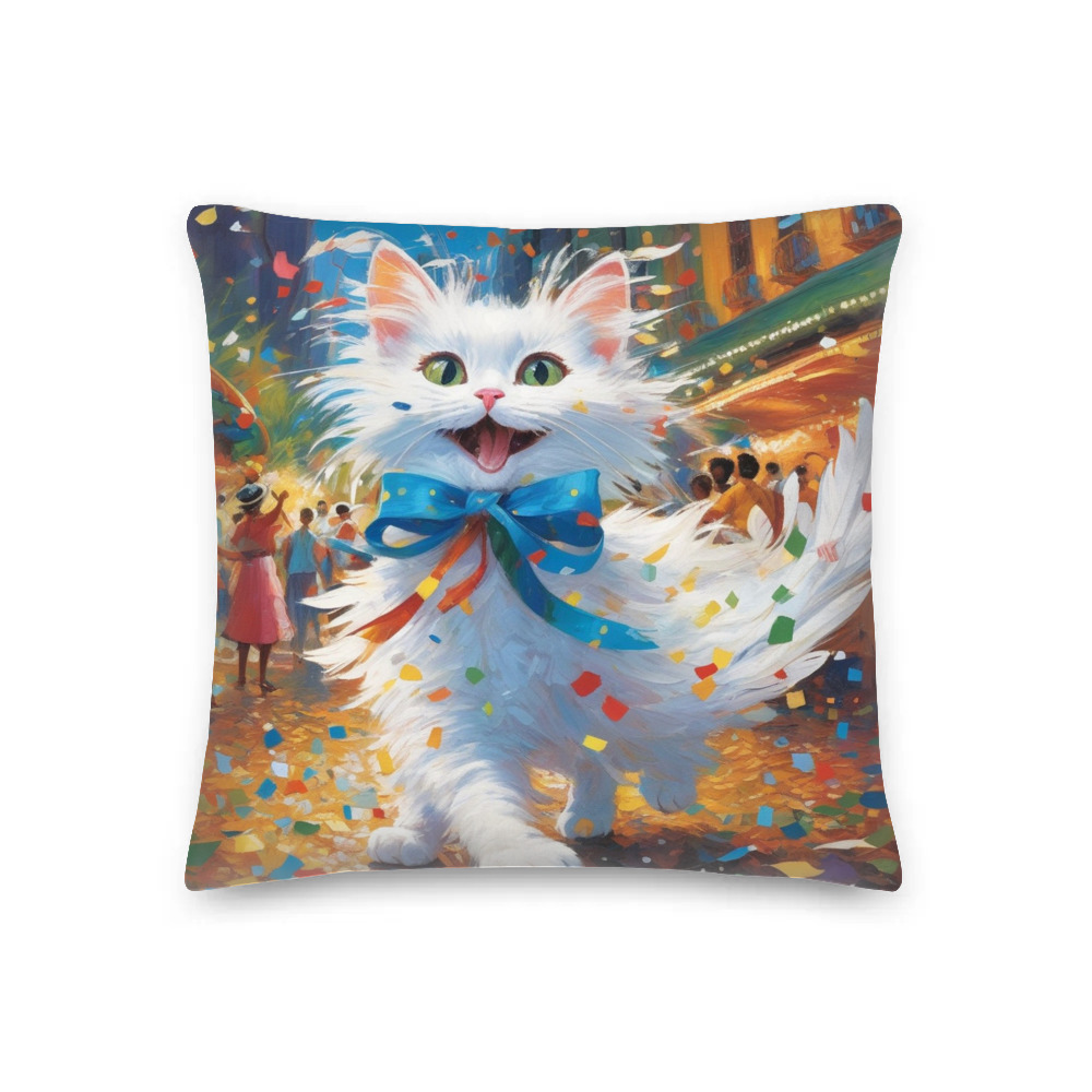 PugMug Custom White Companion Cat Premium Pillow