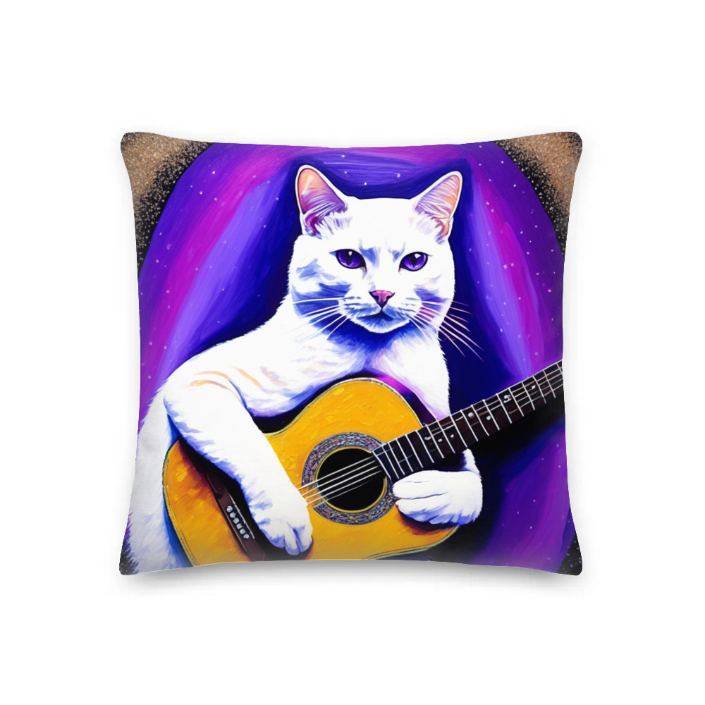 PugMug Custom White Companion Cat Premium Pillow