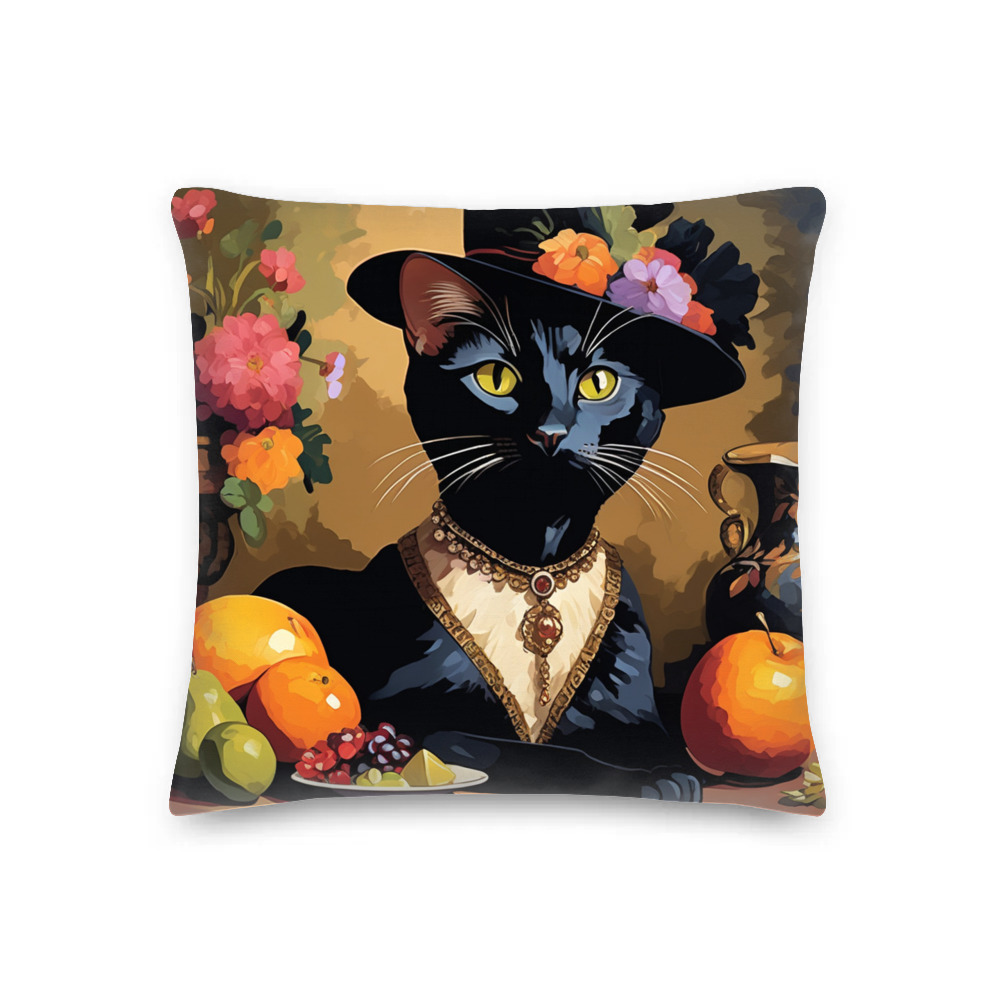 PugMug Custom Black Abyssinian Cat Premium Pillow