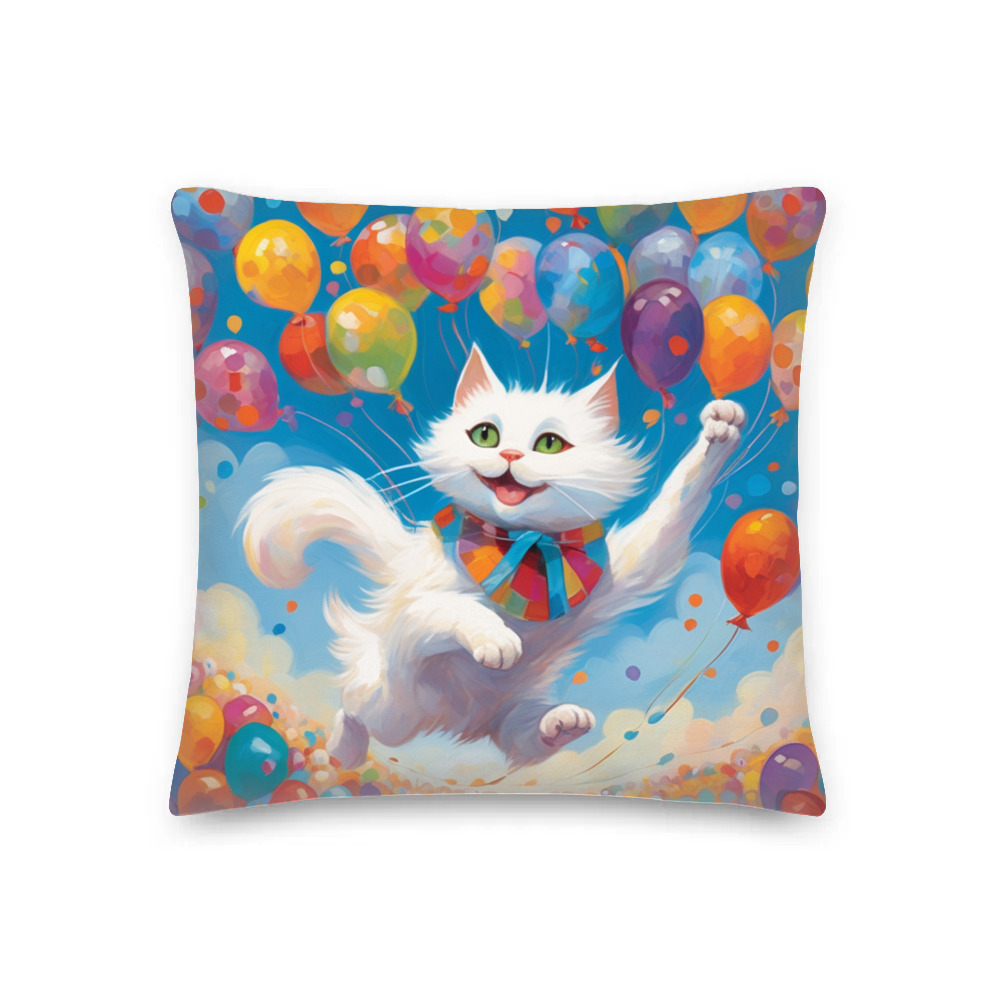 PugMug Custom White Companion Cat Premium Pillow