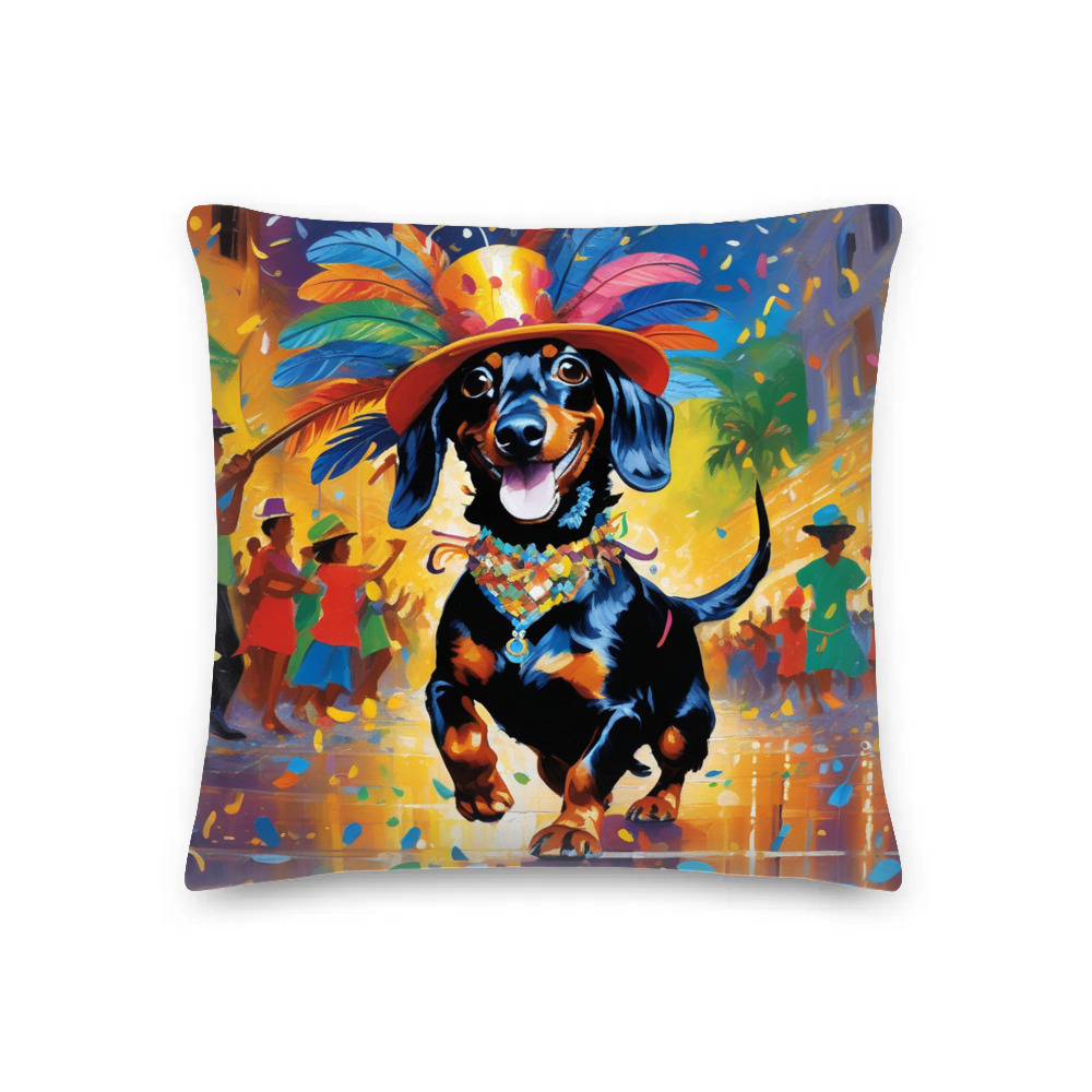PugMug Custom Black Dachshund Premium Pillow