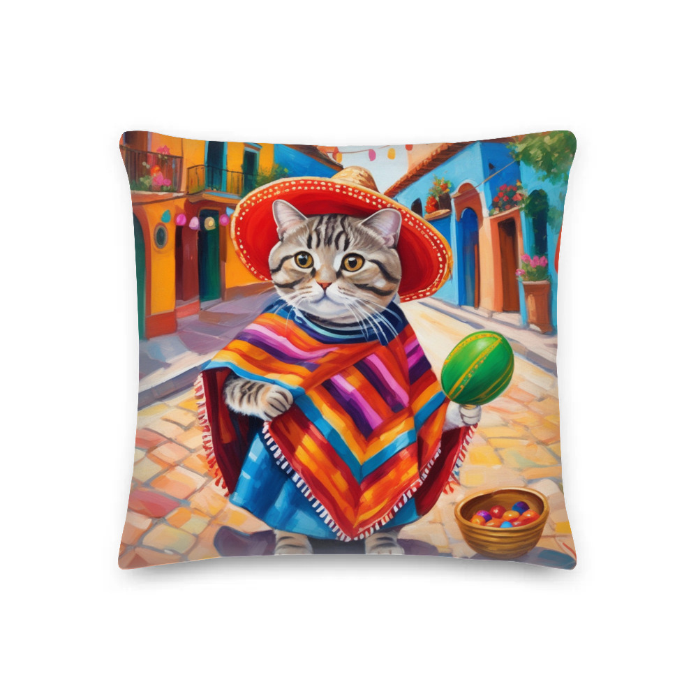 PugMug Custom Tabby Scottish Fold Cat Premium Pillow