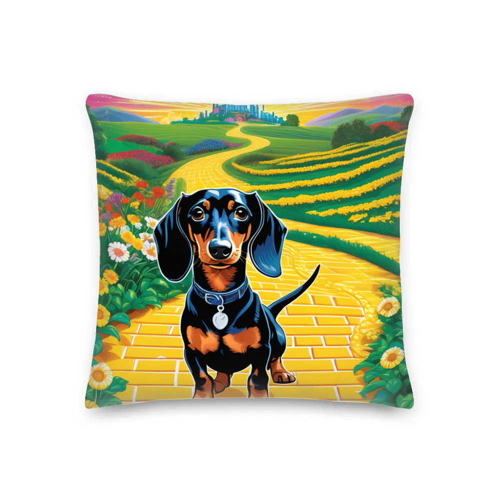 PugMug Custom Black Dachshund Premium Pillow
