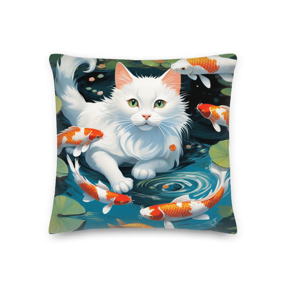 PugMug Custom White Companion Cat Premium Pillow
