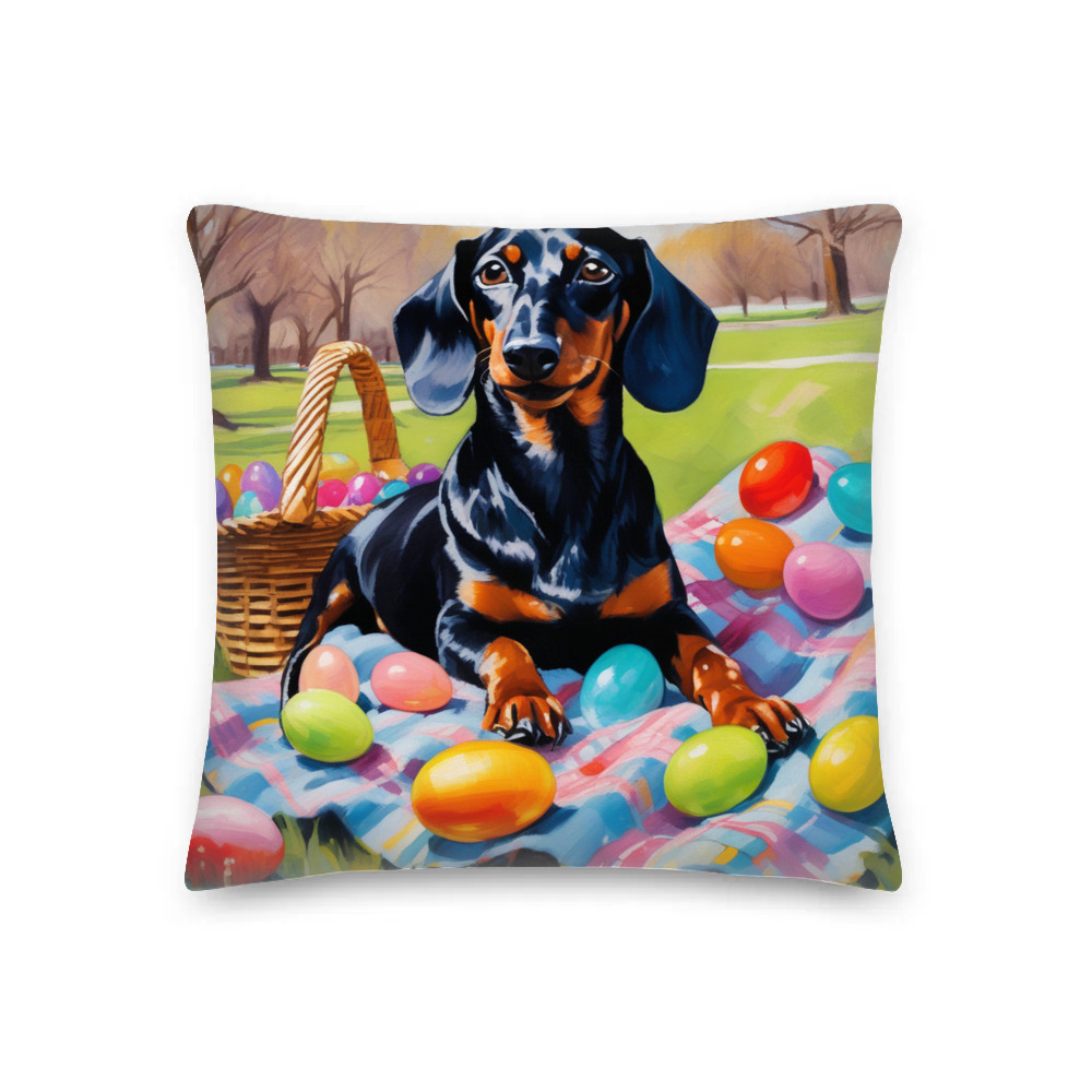 PugMug Custom Black Dachshund Premium Pillow