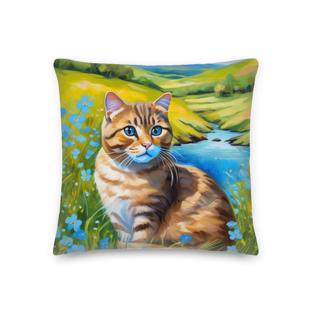 PugMug Custom Tabby Scottish Fold Cat Premium Pillow