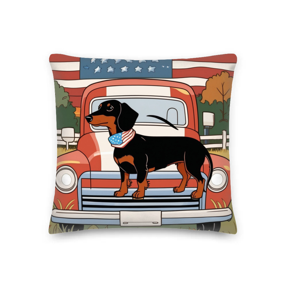 PugMug Custom Black Dachshund Premium Pillow
