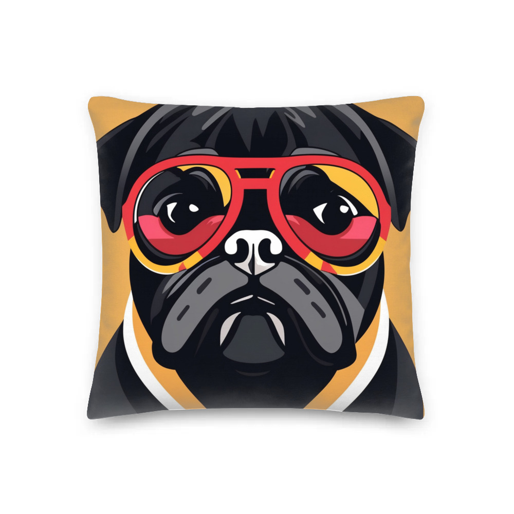 PugMug Custom Black Pug Premium Pillow