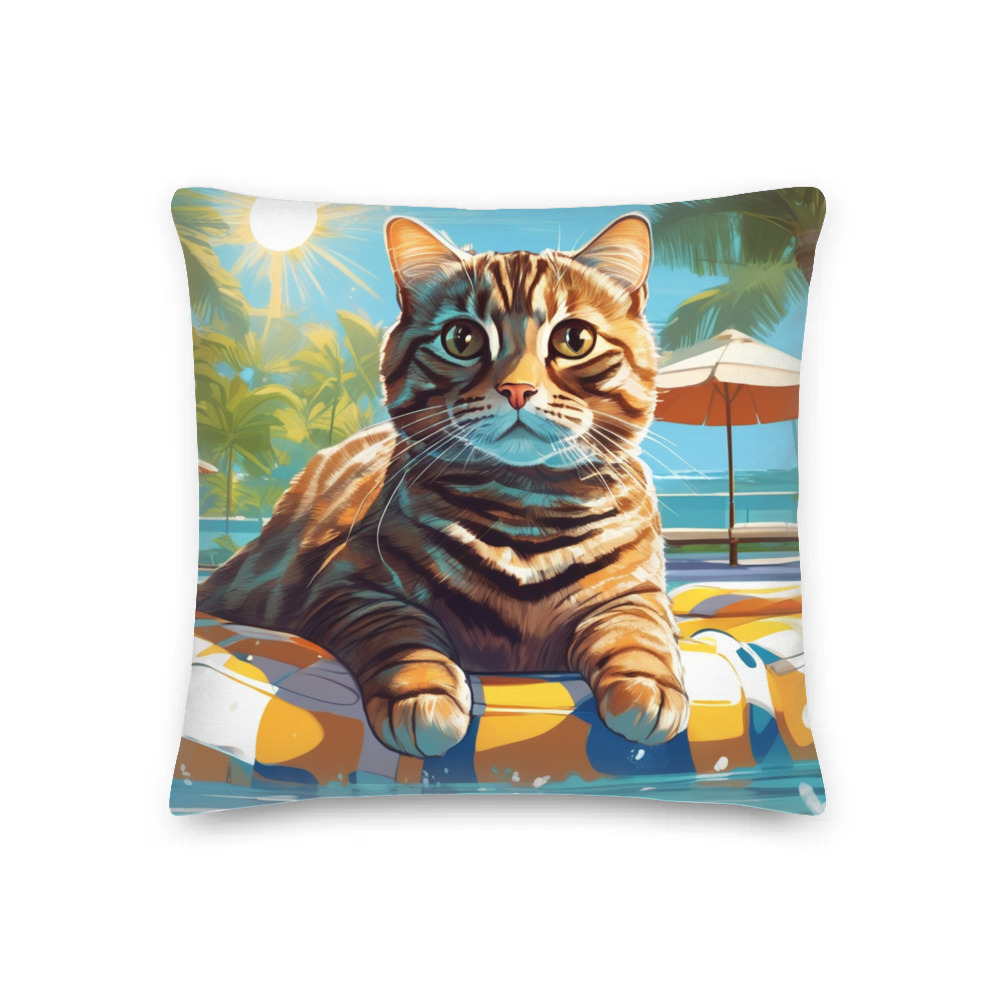 PugMug Custom Tabby Scottish Fold Cat Premium Pillow