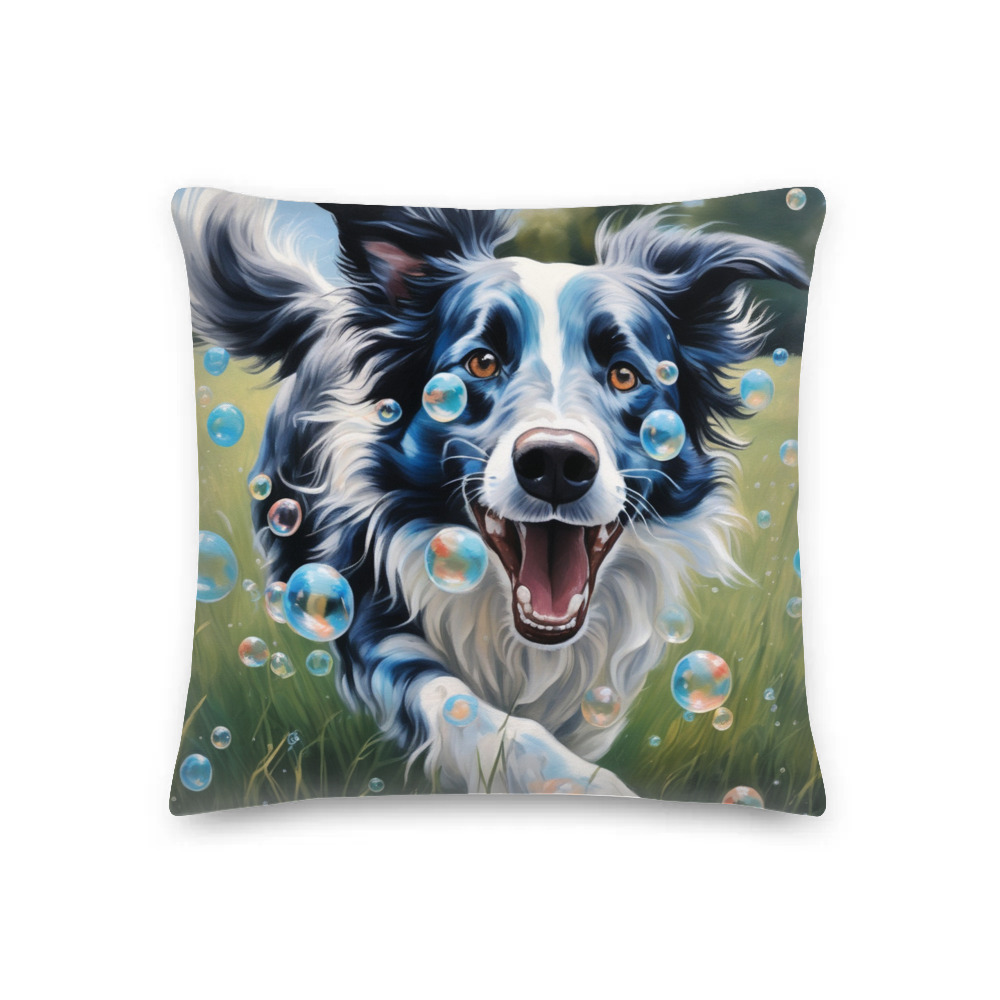 PugMug Custom Blue Merle Border Collie Premium Pillow