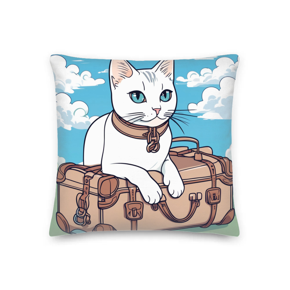 PugMug Custom White Companion Cat Premium Pillow