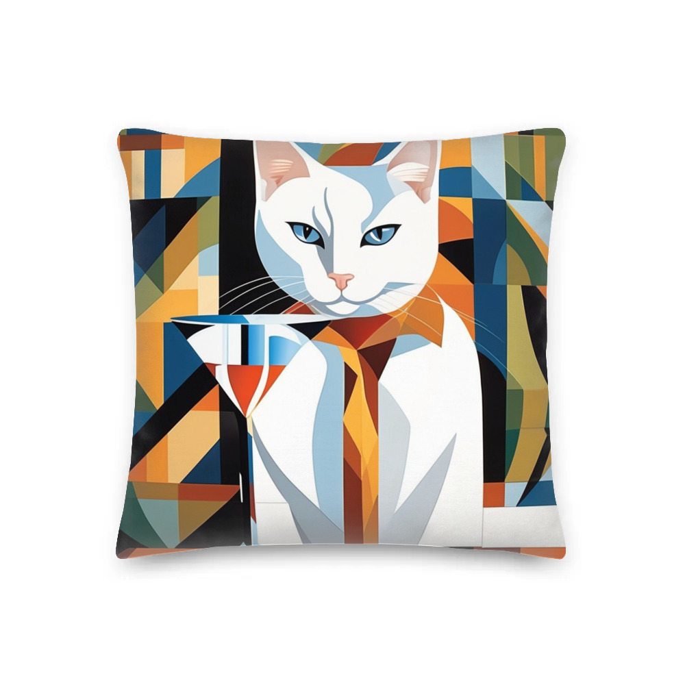 PugMug Custom White Companion Cat Premium Pillow