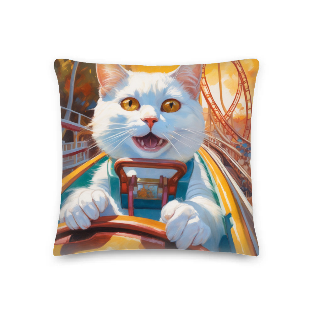 PugMug Custom White Companion Cat Premium Pillow