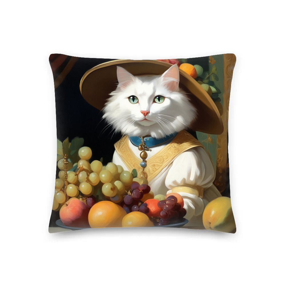 PugMug Custom White Companion Cat Premium Pillow