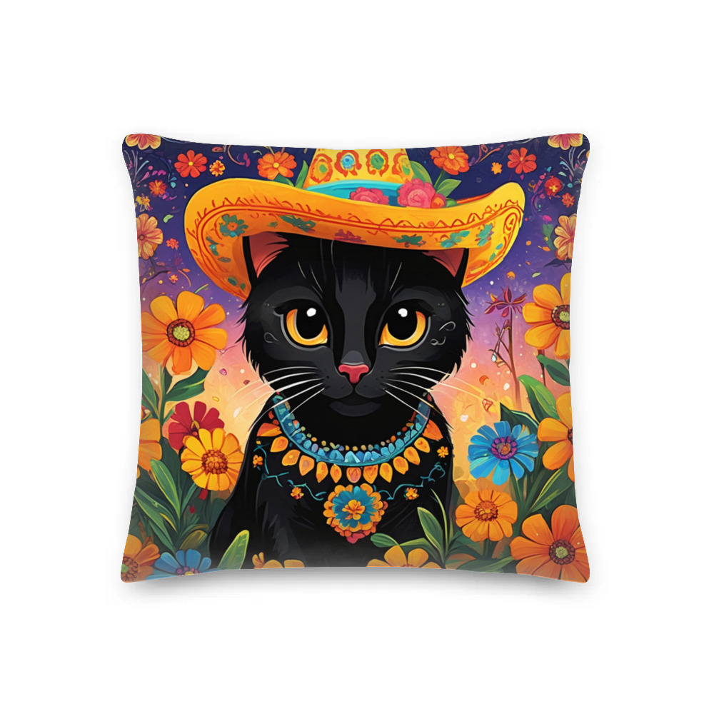 PugMug Custom Black Exotic Cat Premium Pillow