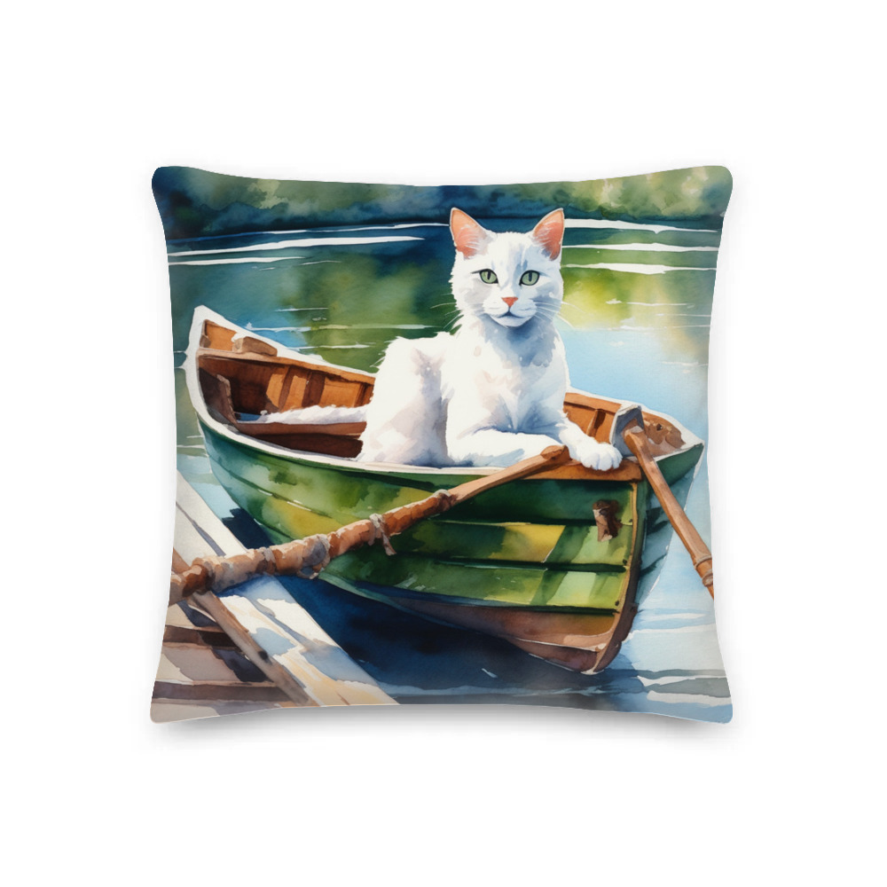 PugMug Custom White Companion Cat Premium Pillow