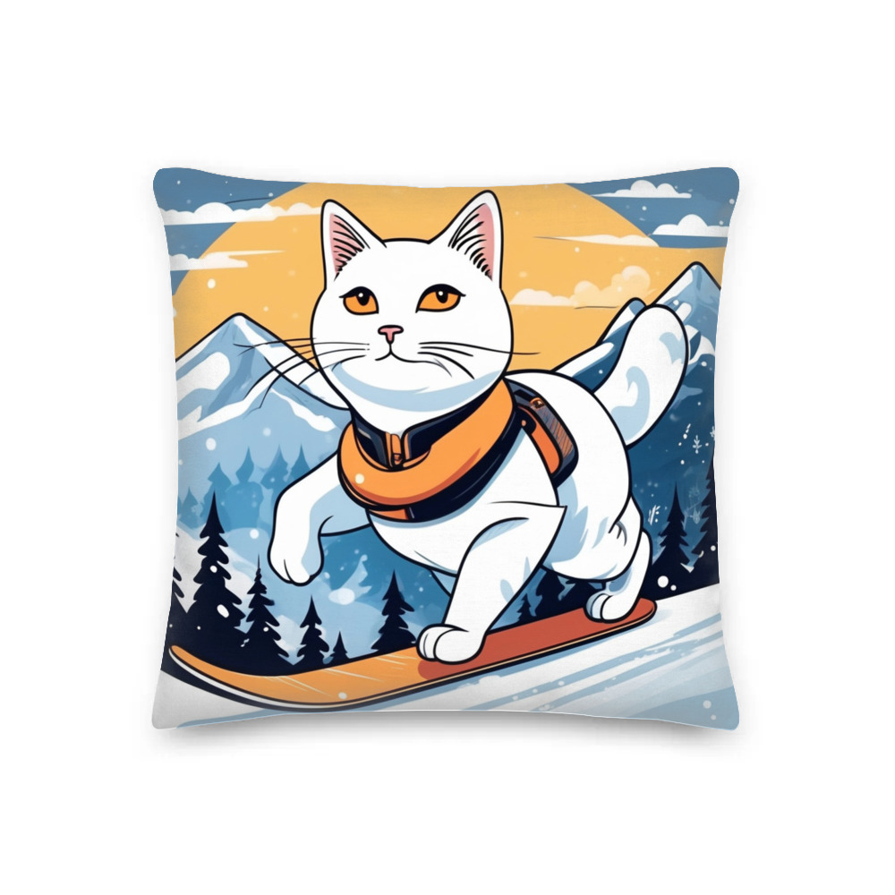 PugMug Custom White Companion Cat Premium Pillow