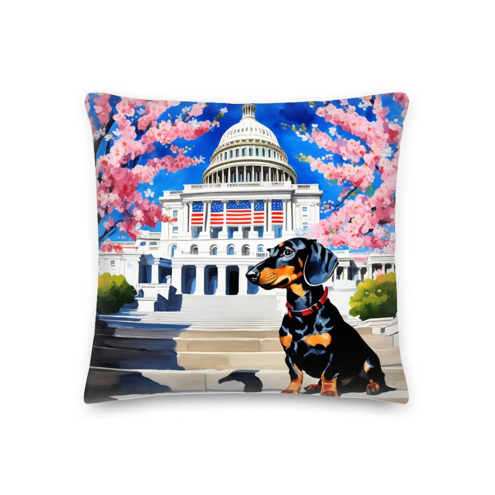 PugMug Custom Black Dachshund Premium Pillow