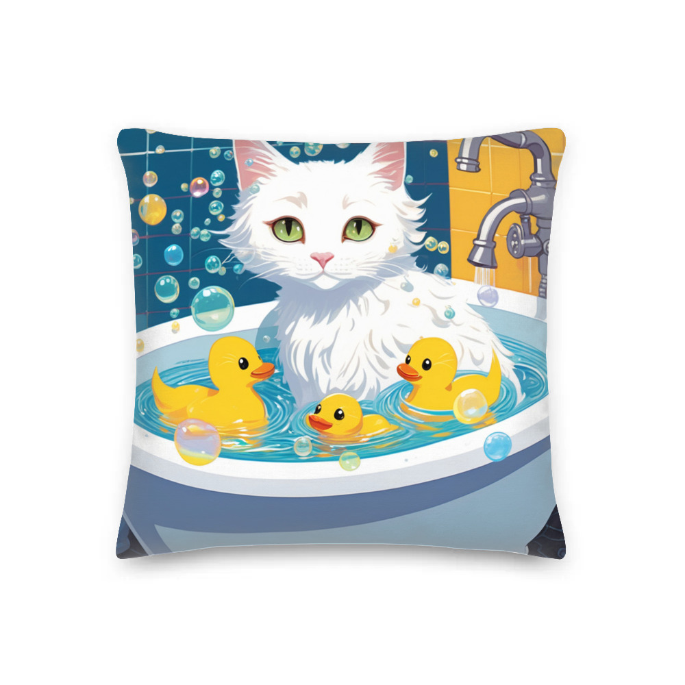 PugMug Custom White Companion Cat Premium Pillow