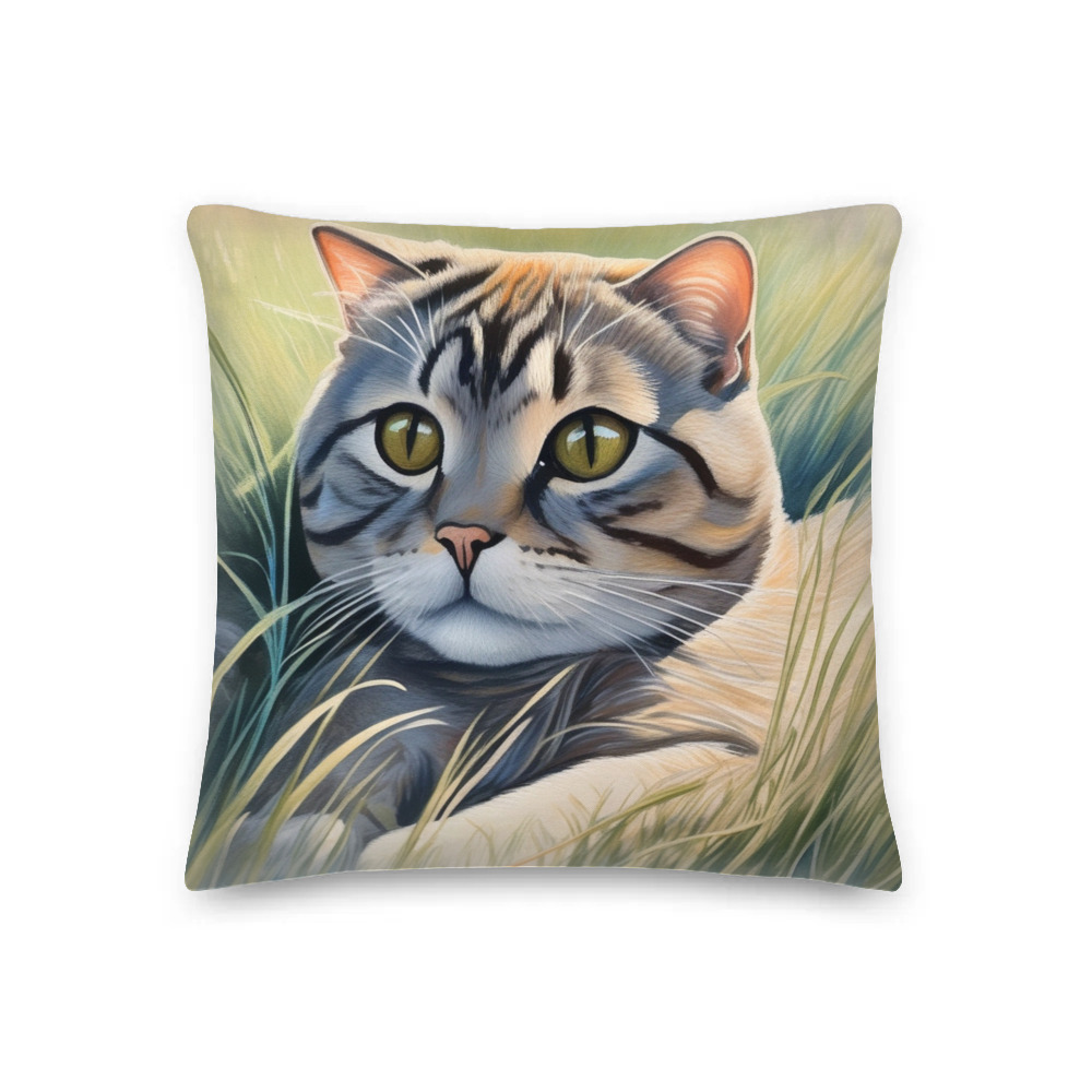 PugMug Custom Tabby Scottish Fold Cat Premium Pillow