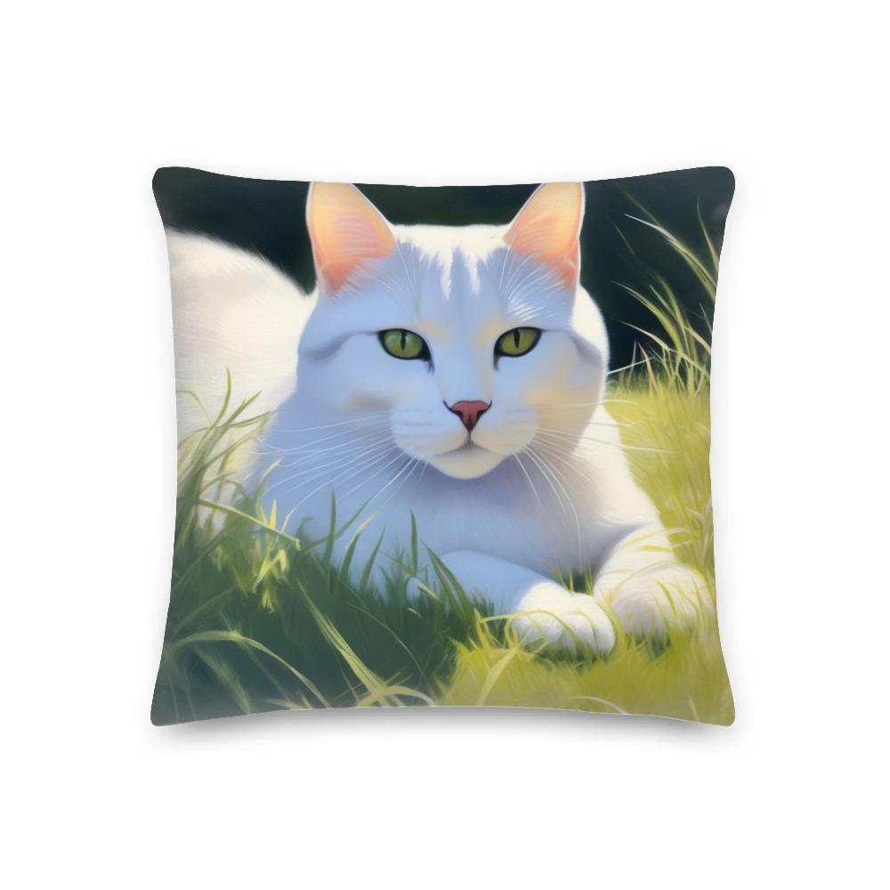 PugMug Custom White American Shorthair Cat Premium Pillow