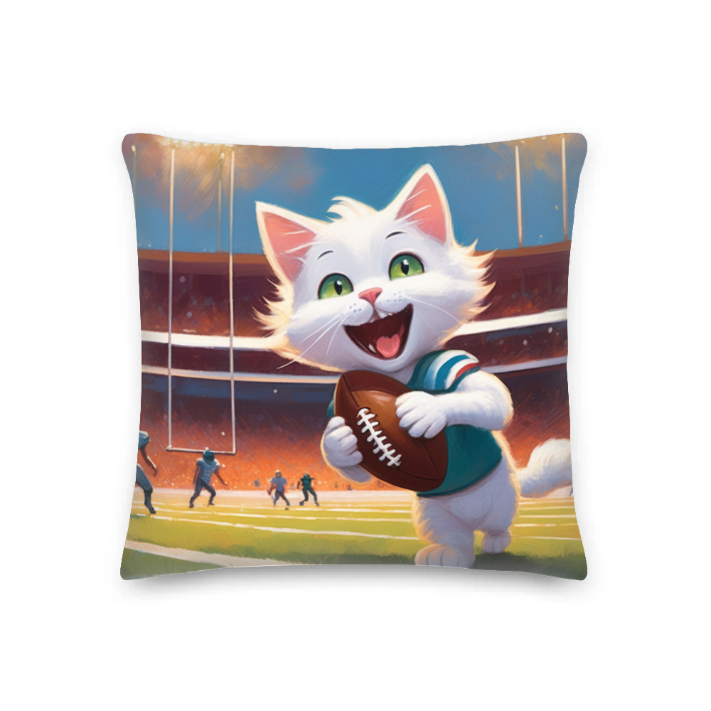 PugMug Custom White Companion Cat Premium Pillow