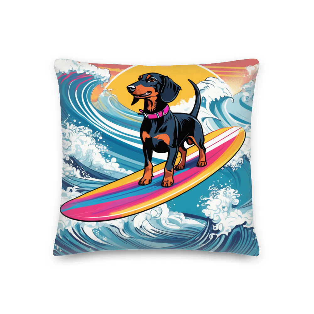 PugMug Custom Black Dachshund Premium Pillow