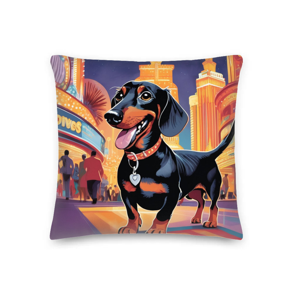 PugMug Custom Black Dachshund Premium Pillow