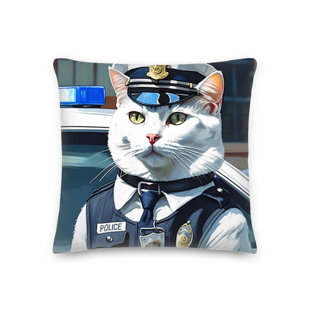 PugMug Custom White Companion Cat Premium Pillow