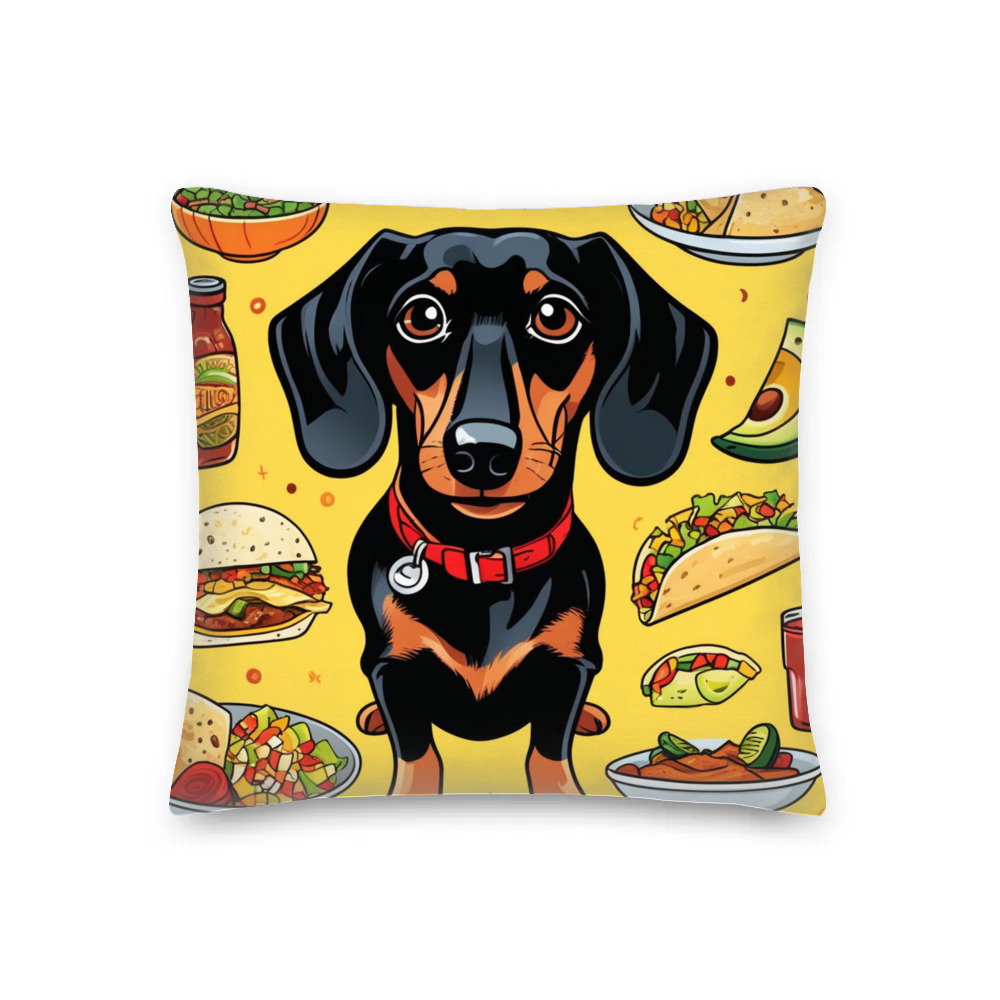 PugMug Custom Black Dachshund Premium Pillow