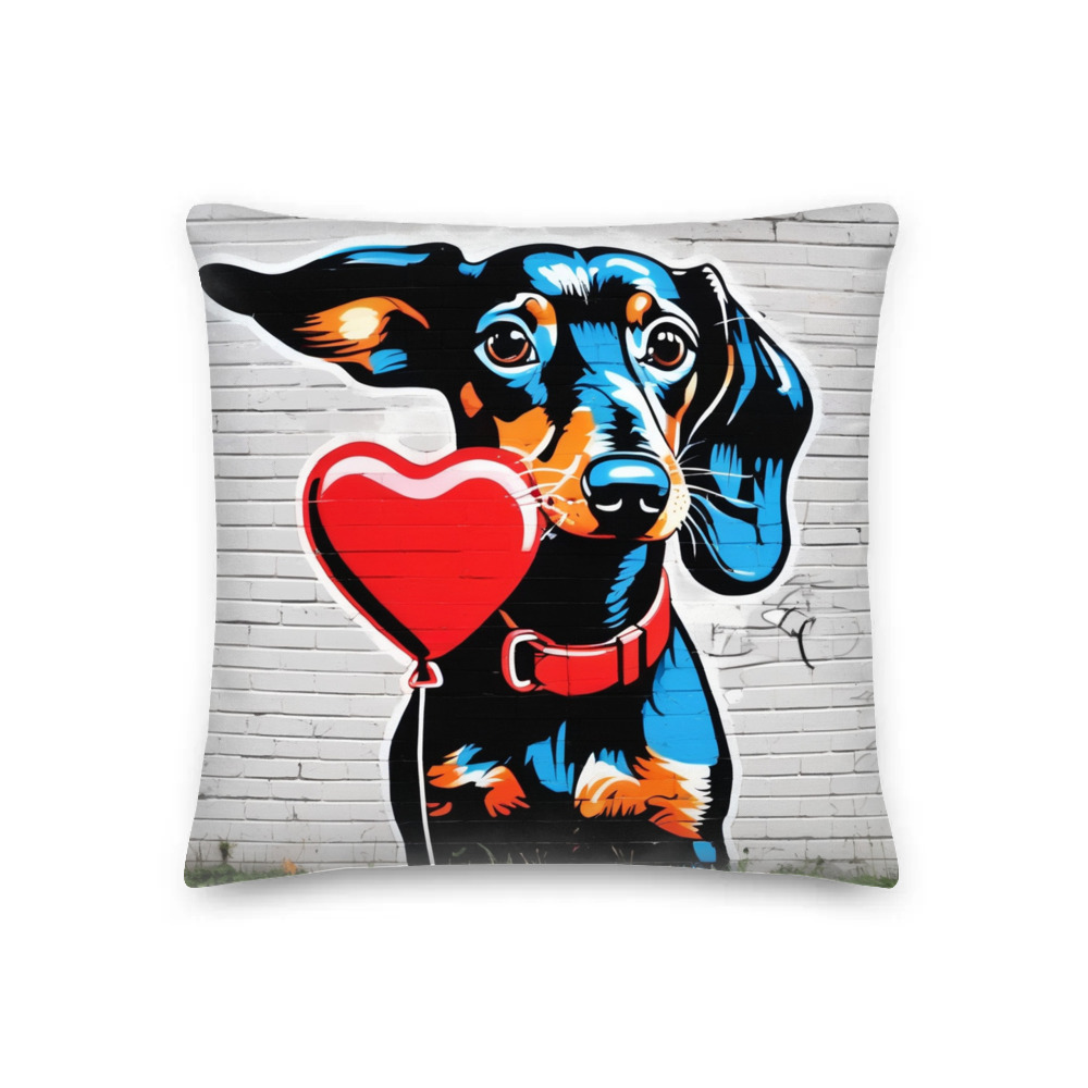 PugMug Custom Black Dachshund Premium Pillow