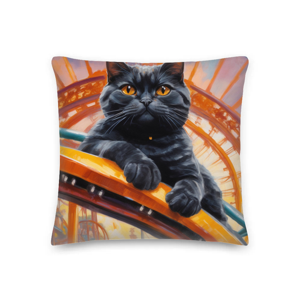 PugMug Custom Black British Shorthair Cat Premium Pillow