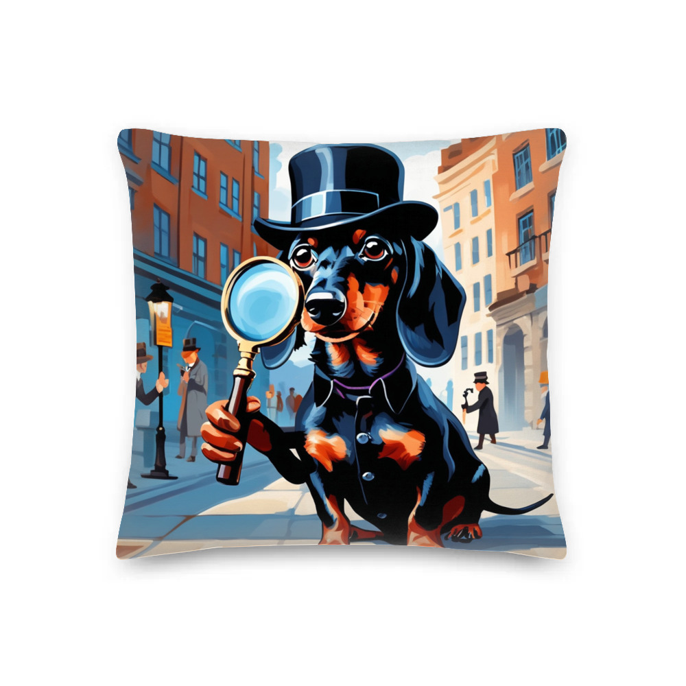 PugMug Custom Black Dachshund Premium Pillow