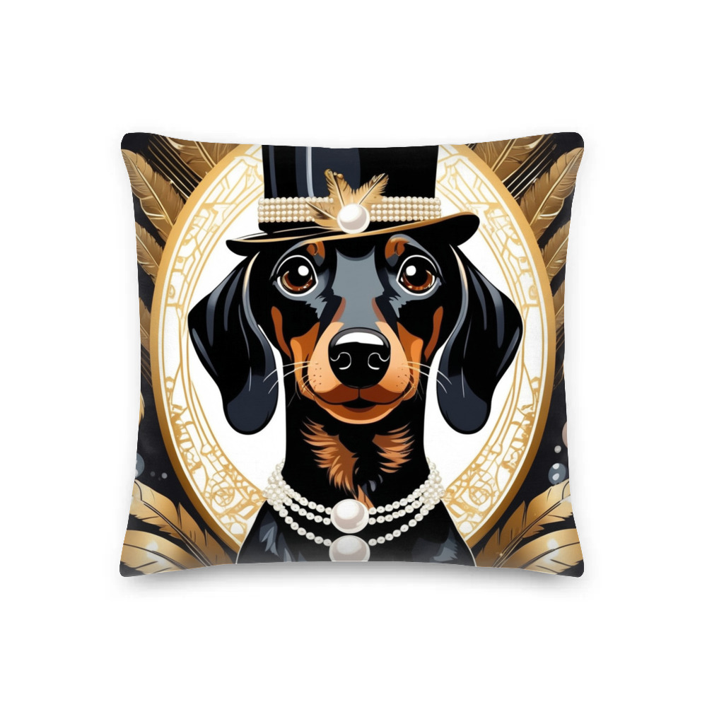 PugMug Custom Black Dachshund Premium Pillow