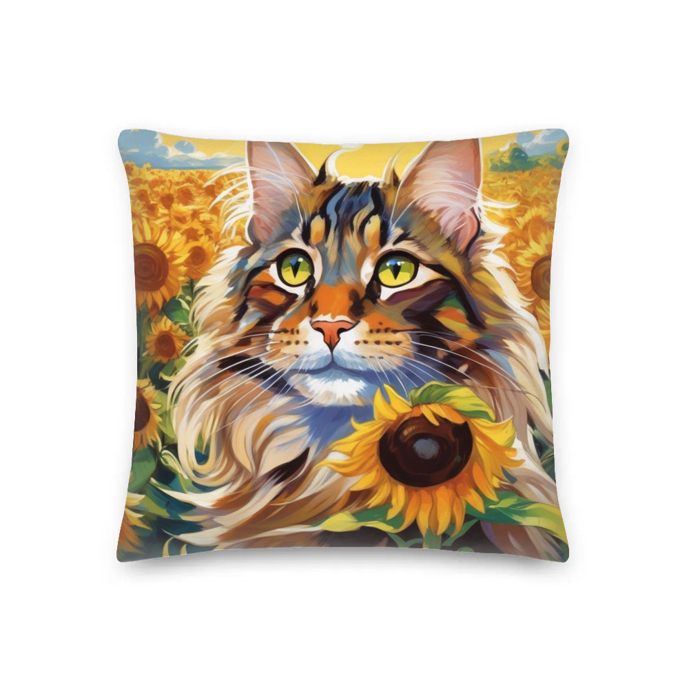PugMug Custom Tabby Maine Coon Cat Premium Pillow