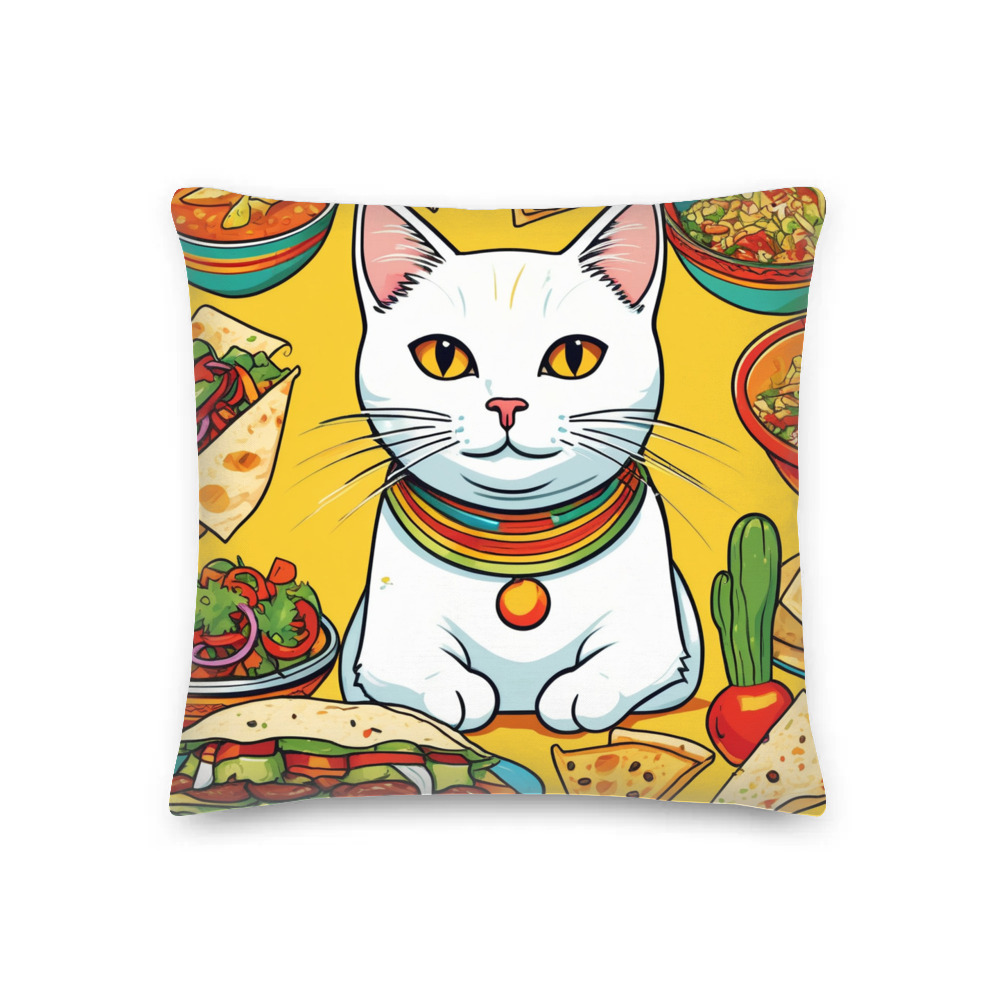 PugMug Custom White Companion Cat Premium Pillow