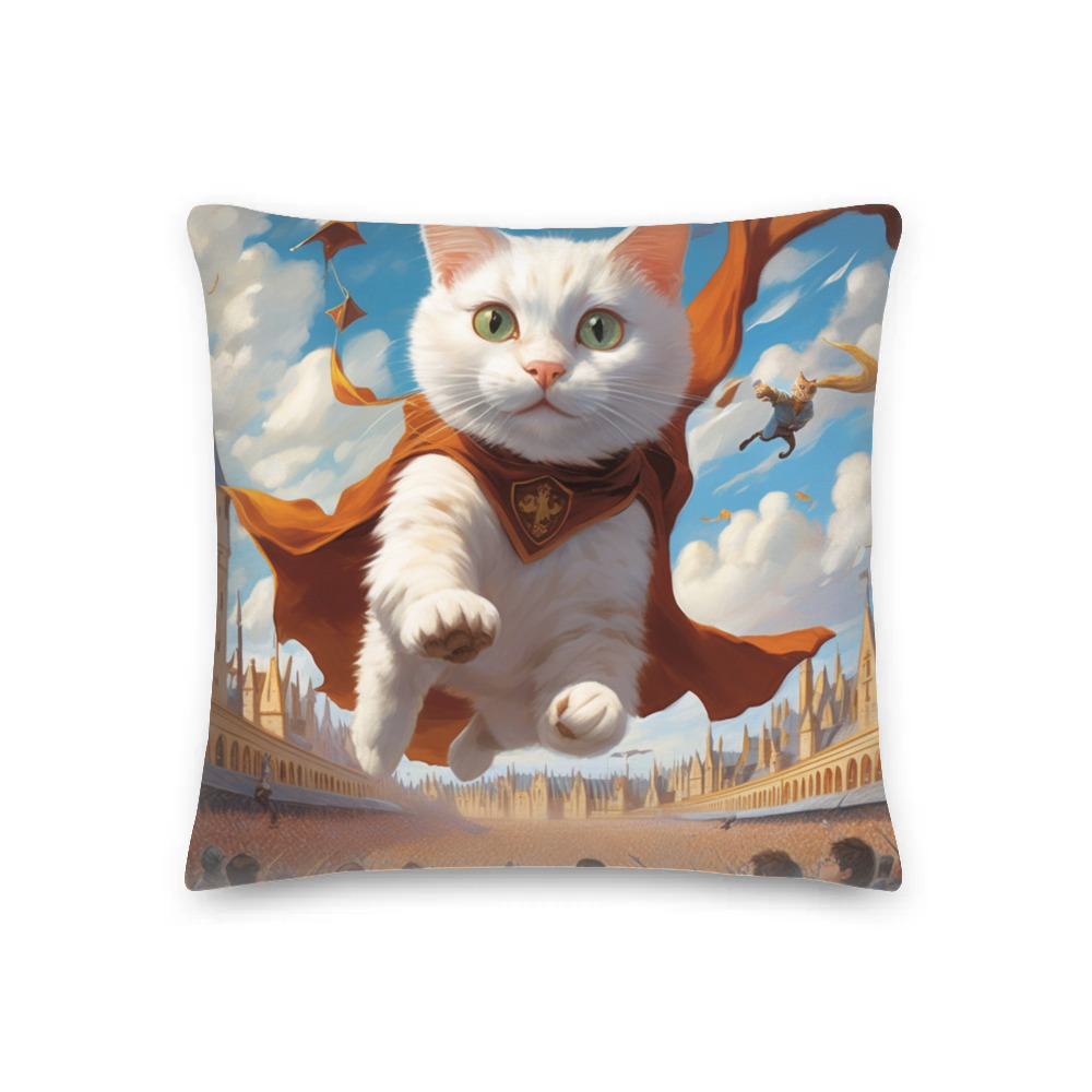 PugMug Custom White Companion Cat Premium Pillow
