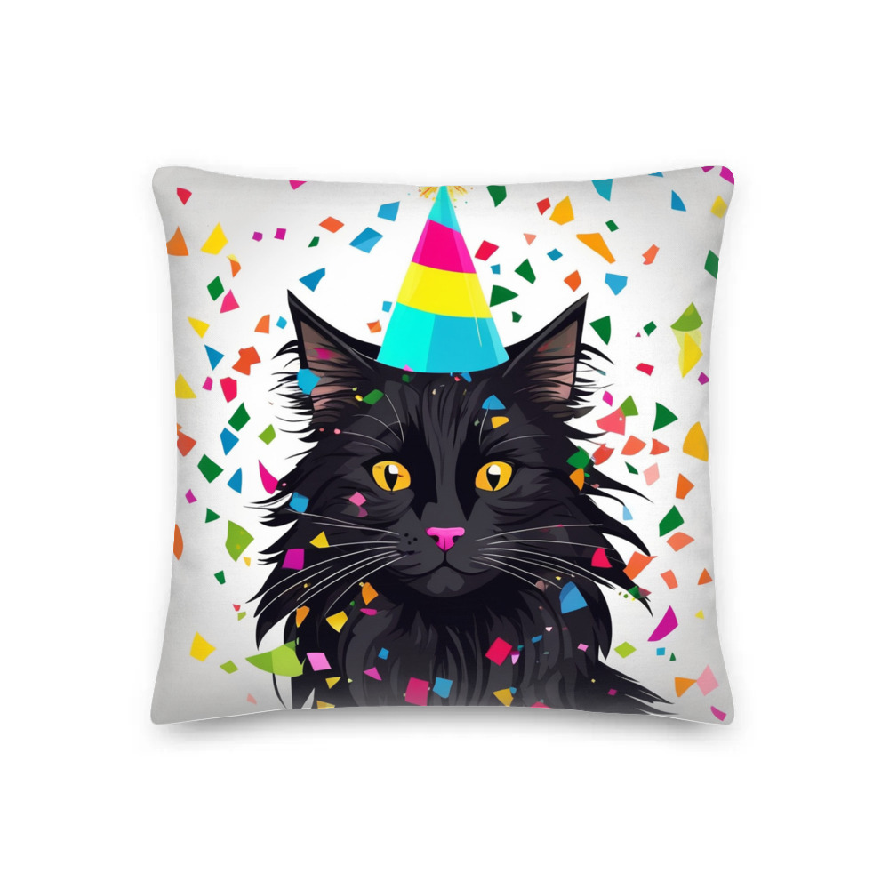PugMug Custom Black Maine Coon Cat Premium Pillow