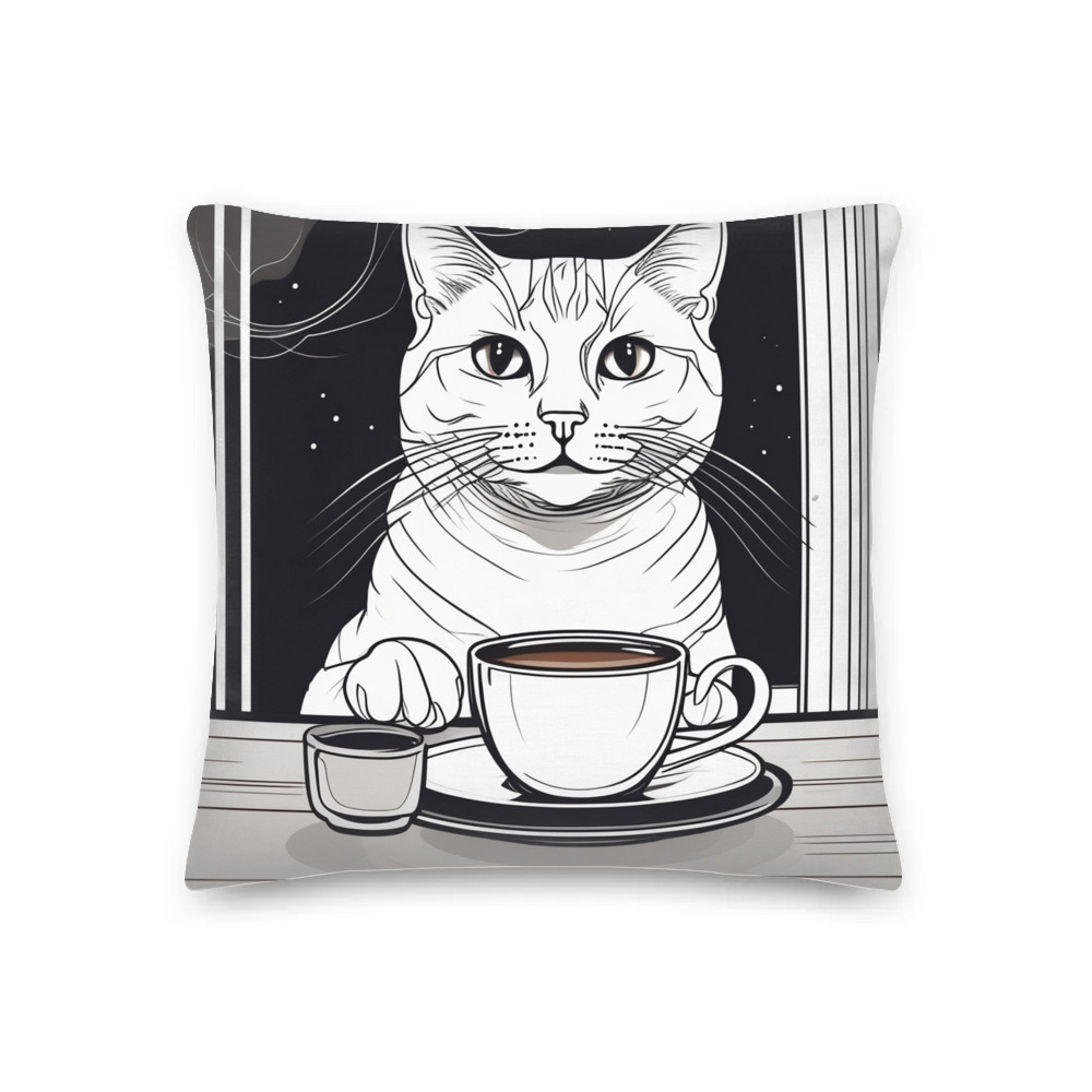 PugMug Custom White Companion Cat Premium Pillow