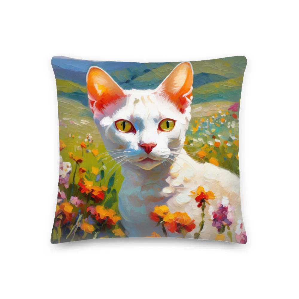 PugMug Custom White Devon Rex Cat Premium Pillow