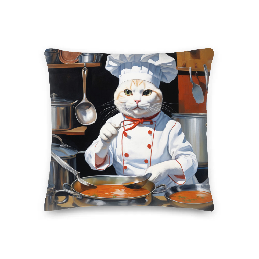 PugMug Custom White Companion Cat Premium Pillow