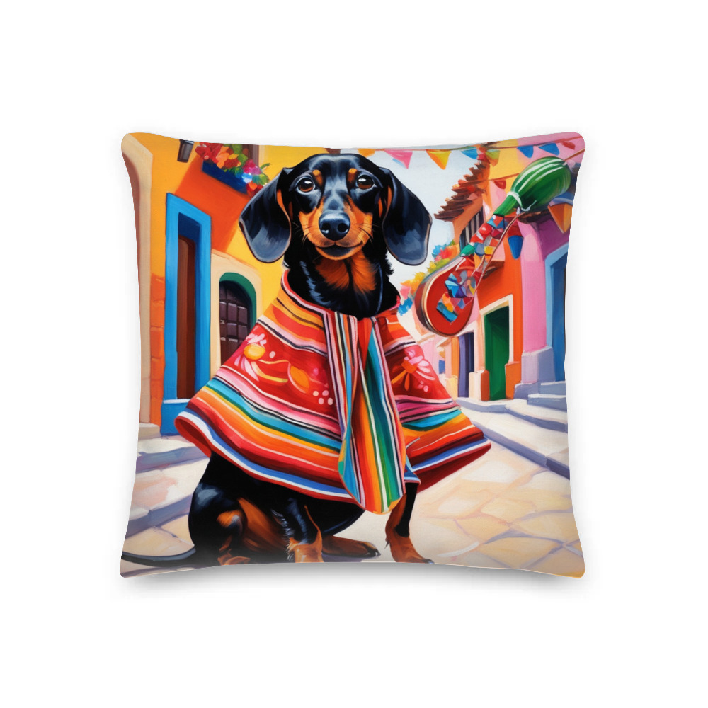 PugMug Custom Black Dachshund Premium Pillow