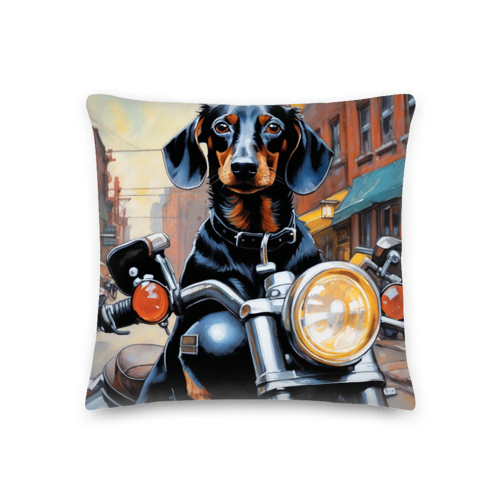 PugMug Custom Black Dachshund Premium Pillow