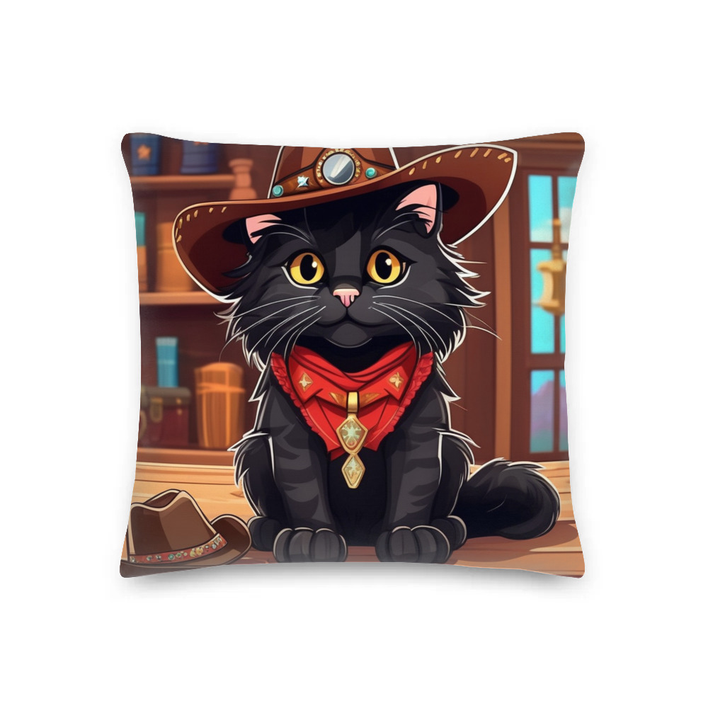 PugMug Custom Black Maine Coon Cat Premium Pillow