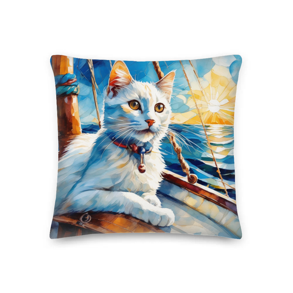 PugMug Custom White Companion Cat Premium Pillow