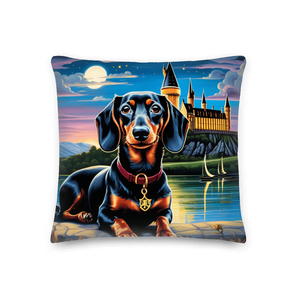 PugMug Custom Black Dachshund Premium Pillow