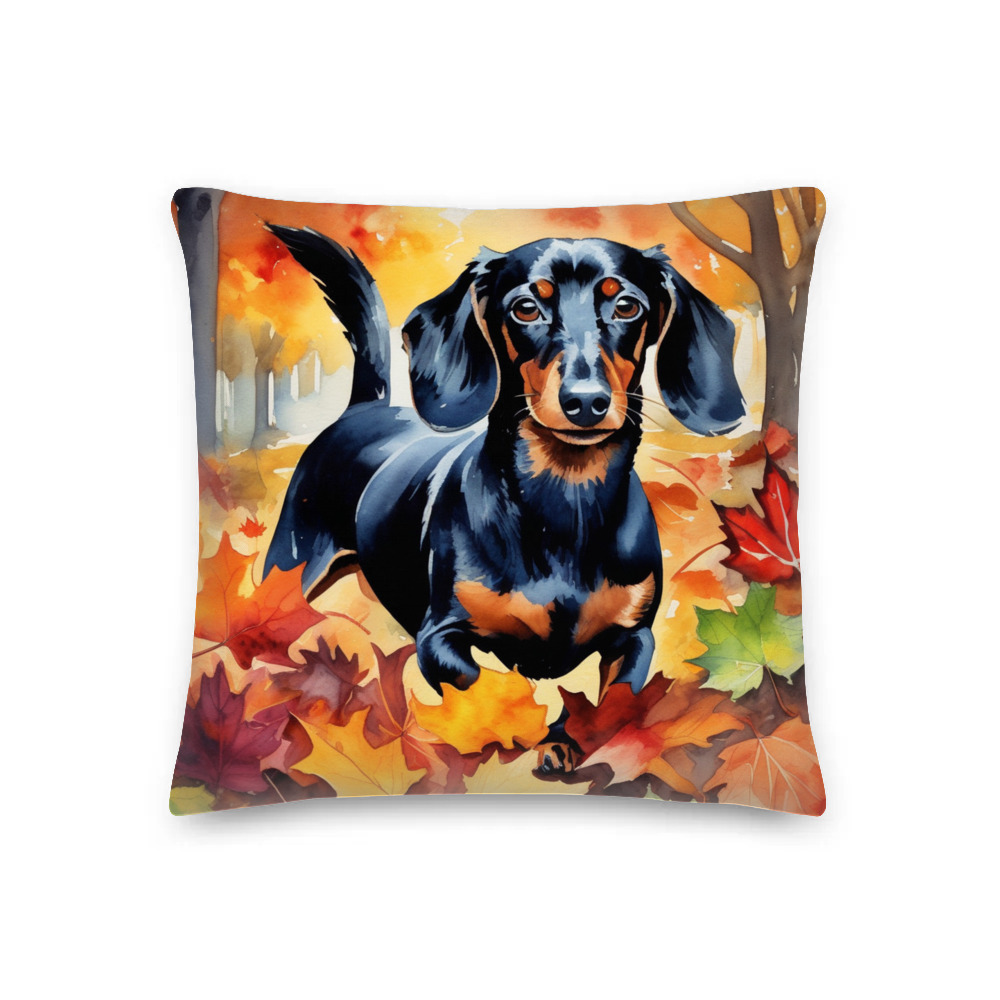 PugMug Custom Black Dachshund Premium Pillow