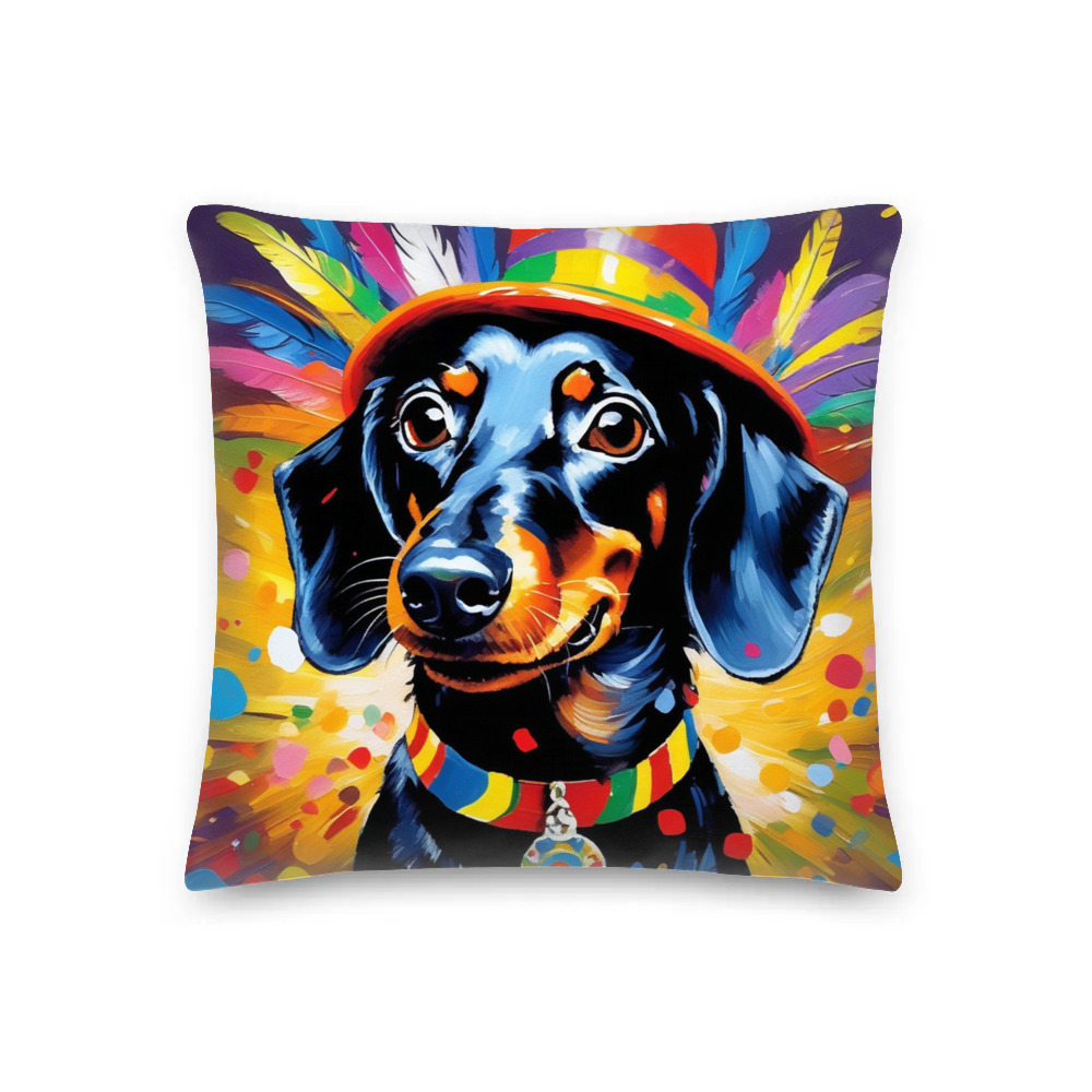 PugMug Custom Black Dachshund Premium Pillow
